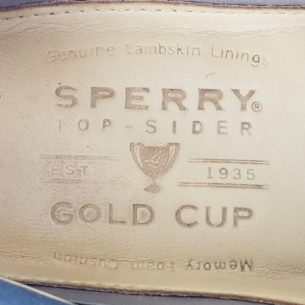 Sperry Boat Shoes Mens 10 Navy Gold Cup Authentic Original Lambskin Leather